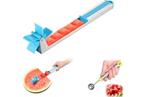YIDADA Watermelon Slicer Watermelon Cube Cutter Knife Corer Windmill Stainless Steel Watermelon Fruit Tools with Melon Baller Scooper Easy Slicer Unique Kitchen Gadgets Watermelon Knife Home Gift (Bule)
