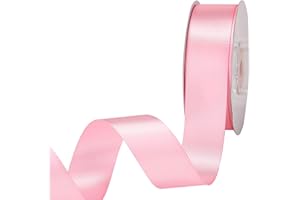 Rose Pink Satin Ribbon for Gift Wrapping, 1 Inch x 25 Yards Double Sided Polyester Ribbon for Christmas Halloween Wedding Bir