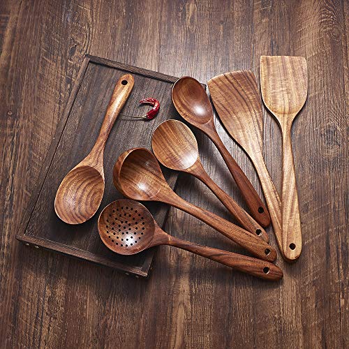 Wooden Cooking Utensils Set, Wooden Spatula and Wooden Spoons, Wooden Kitchen Utensils Set for