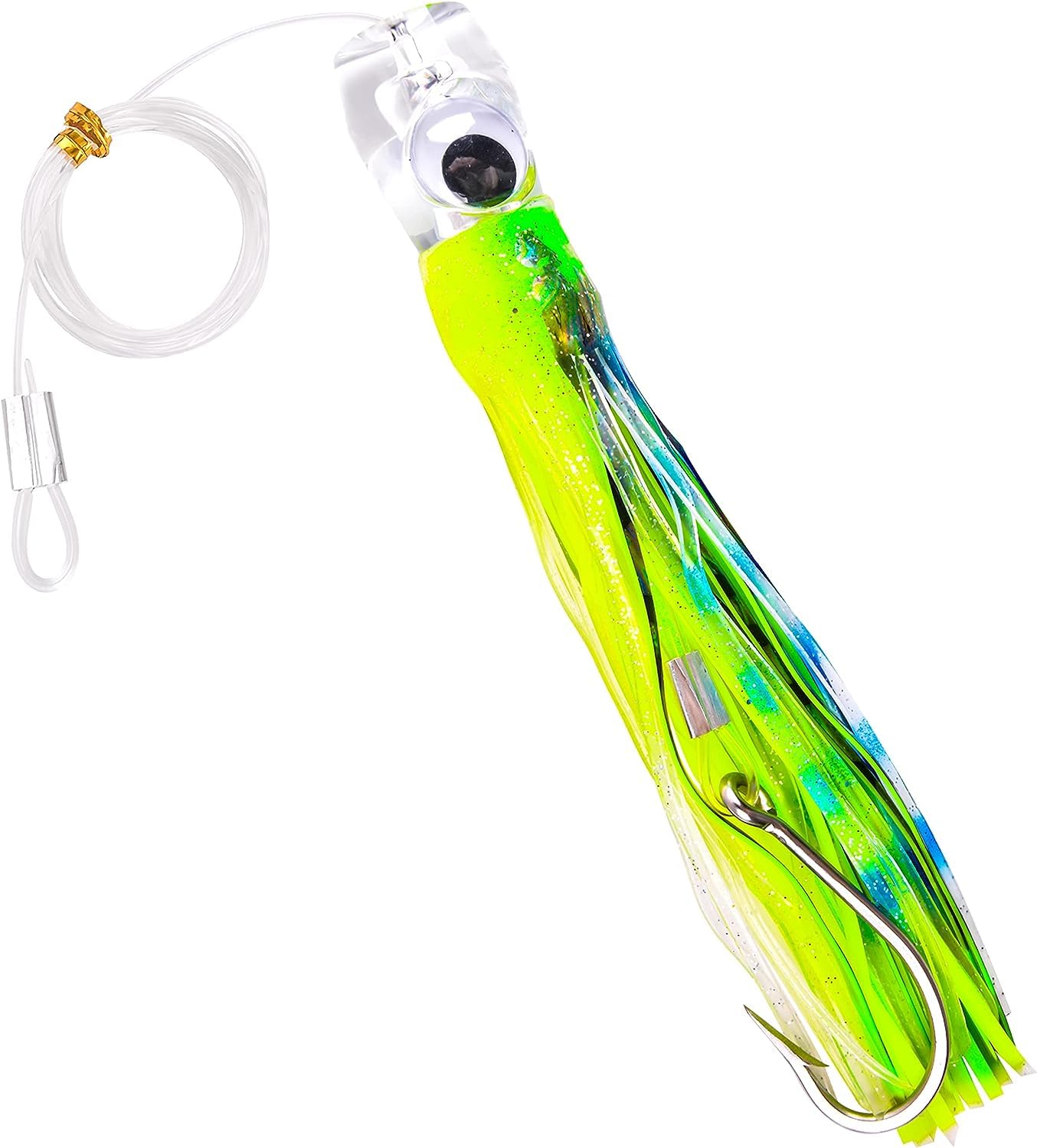 Saltwater Fishing Lures 6/9inch Trolling Lures for Marlin Mahi Tuna Dolphin Shark Big Game Deep Sea Fishing Baits Squid Skirts Rigged Hooks Ocean Gear Tackle