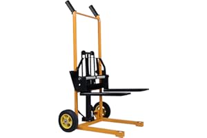 Manual Forklift Material Stacker, Hand Truck Lifts with Fixed Legs and Adjustable Forks, 2.3-36" Lifter Hieght Hydraulic Lift