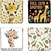 Peacoblue 4Pcs Small Leather Squeeze Coin Purse for Women-Cute Giraffe Pattern Waterproof & Durable Snap Closure Change Pouch Mini Money Wallet Bag for Adult Teen Girls Best Gift