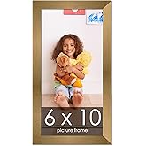 Poster Palooza 6x10 Frame Gold Bronze Solid Wood Picture Frame with UV Acrylic, Foam Board Backing & Hardware Included