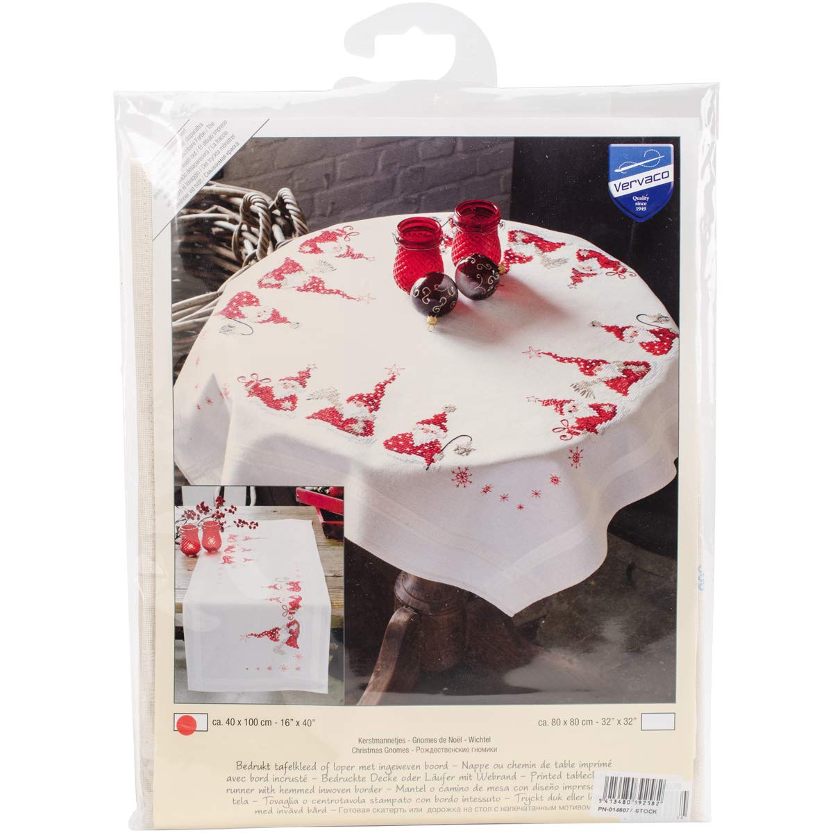 Vervaco "Christmas Gnomes Runner Embroidery, 100 Percent Cotton, Multi-Colour — image 1