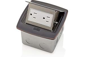 Leviton Pop-Up Floor Box with 15 Amp, Tamper-Resistant Receptacle, PFTR1-0BZ, Bronze