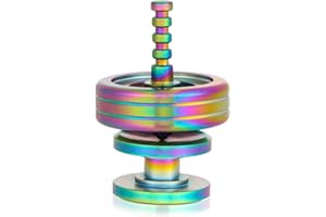 Ipoouer 2 in 1 Metal Spinning Top Fidget Spinner for Adults Kids Precision Toys Gyroscope Gift Stainless Steel Ceramic Bead (Multicolored)