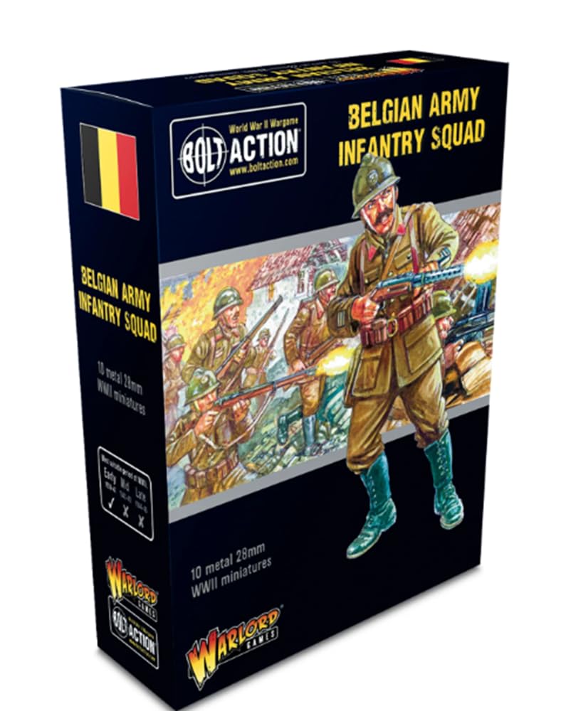 Warlord Games Belgian Army Infantry Squad - 28mm Scale Metal Miniatures for Bolt Action Highly Detailed World War 2 Miniatures for Table-top Wargaming