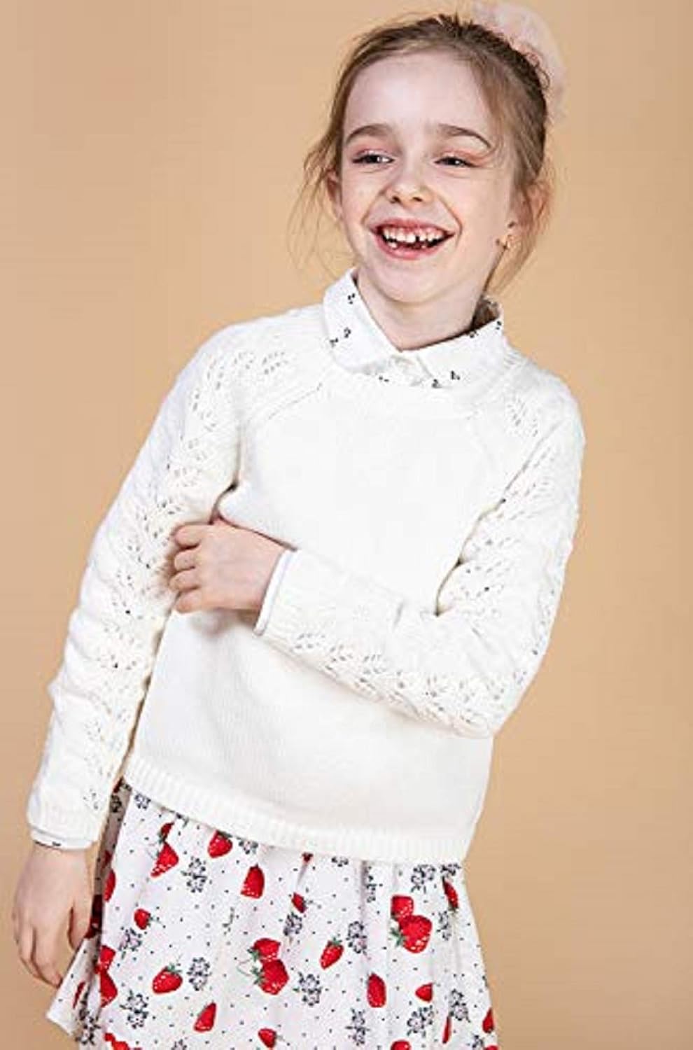 Kid Nation Girls' Pullover Long Sleeve Crewneck Fashion Cute Sweatshirts Holiday Sweater: Clothing