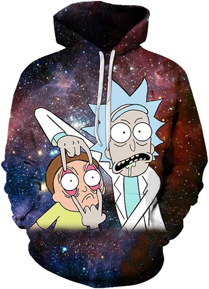 Men 3D Printed Hoodies Cartoon Pullover Funny Anime Long Sleeve Pocket Sweatshirt