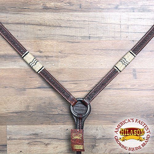 HILASON Western Horse Breast Collar American Leather Rawhide Brown