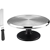 Rotating Cake Stand And Bonus Icing Spatula || Aluminum Alloy Build With 12" Platform|| Extremely Smooth Rotation || Premium Cake Turntable And Free Icing Spatula ||100% Satisfaction Guarantee