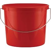 5 Qt Red Plastic Reinforced Pail | Plastic reusable pail, cleaning bucket, reinforced source pail