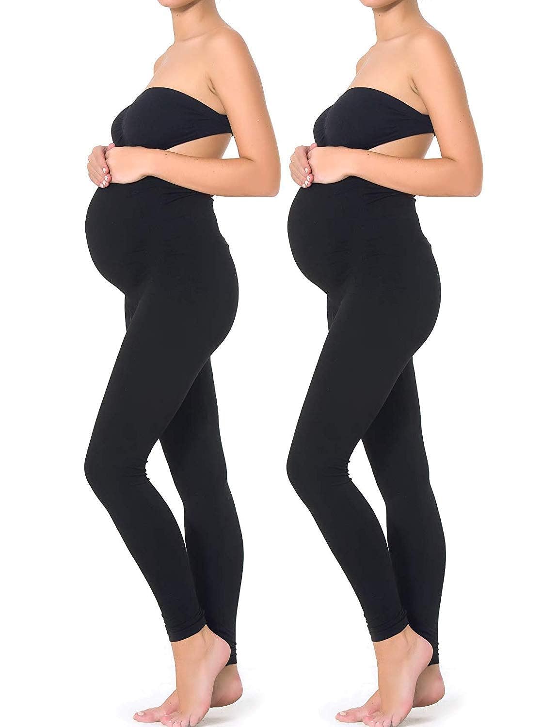 MOTHERS ESSENTIALS Maternity Pregnant Women Leggings (M - 2PACK, Black)