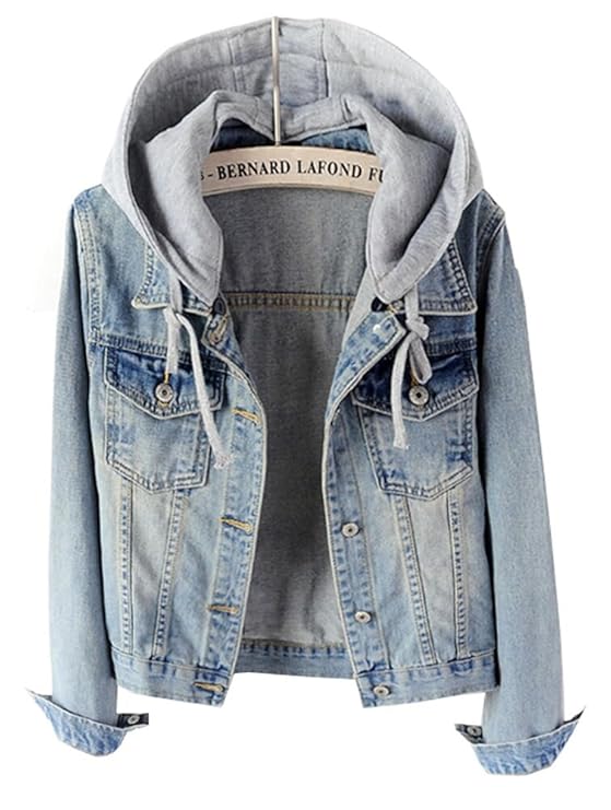 LifeShe Women's Casual Detachable Hoodie Denim Jacket (Light Blue, M) best women's jean jacket