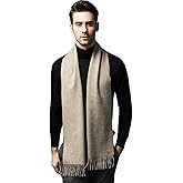 Persmileful Cashmere & Wool Scarf Solid Color Thin Lightweight Scarf for Men and Women in Cold Weather with Gift Box