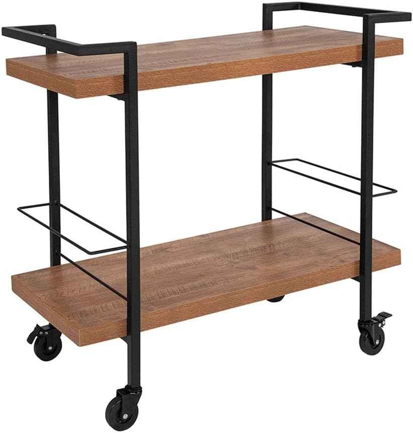Flash Furniture Castleberry Rustic Rolling Kitchen Bar Serving Cart