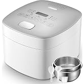Novaspark Low Carb Rice Cooker Stainless Steel Inner Pot, Mini Stainless Steel Rice Cooker Small 5 Cup, LED Display Low Sugar Rice Maker, 24H Timer and Auto Keep Warm, White Rice/Porridge/Oatmeal