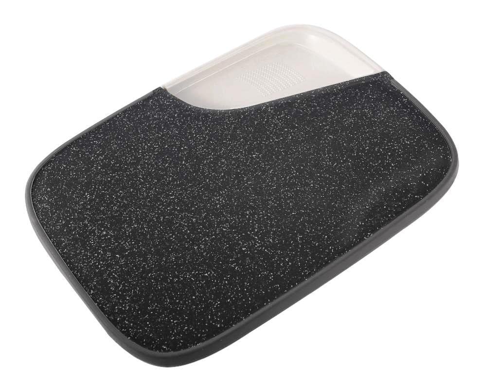 Royal Cuisine 2in 1 Plastic Chopping Cutting Board, Thick Cutting Board with Dishwasher Safe, Hanging Hole Large Size (35.cm x 25.4cm) (Black Marble)