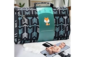 Portable Changing Pad - One-Hand Diaper Change Pad for Baby Diaper Bag or Changing Table. Unisex Baby Shower Gifts, Newborn Essentials (Blue Arrow)