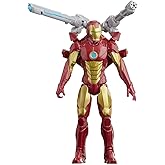 Avengers Marvel Titan Hero Series Blast Gear Iron Man Action Figure, 12-Inch Toy, with Launcher, 2 Accessories and Projectile, Ages 4 and Up, Red