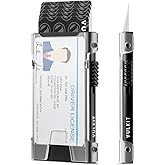 VULKIT Minimalist Wallet for Men With ID Window, RFID Blocking Pop Up Card Wallet, Slim Metal Credit Card Holder for Men, Aluminum Cardholder, Thin Mens Wallet For Cards, Compact, Cool