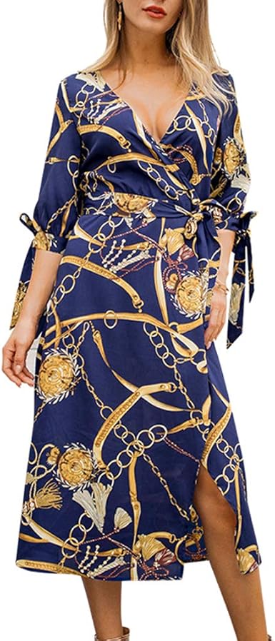 contrast lace wrap dress