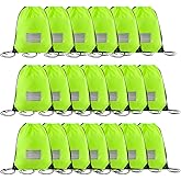 CODOBON 20 Pcs Drawstring Bags,Bulk Draw String Backpack, DIY Gym Sports Cinch Bag Sackpack for Women Men, Fluorescent Green