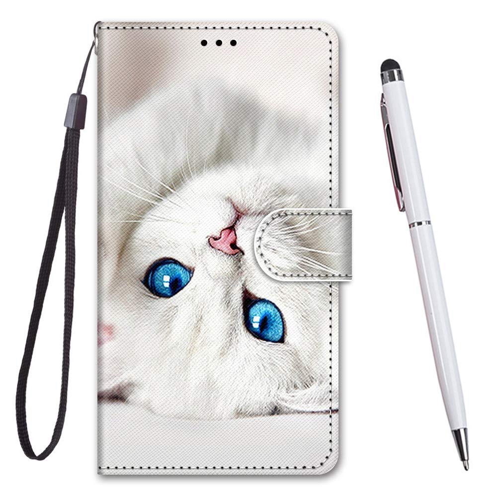 TOUCASA Compatible with Motorola Moto G13/G23/G53 Case, Phone Case Flip Wallet Leather Magnetic Folio Closure Cover Kickstand Card Slots Folio Protection Motorola Moto G13/G23/G53 (Blue Eyes Cat)