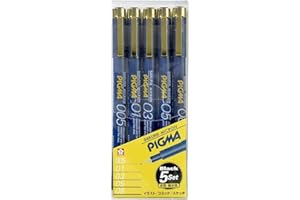 クレパス Sakura Crepas ESDK-5A Water-Based Pen, Pigma, Black, Set of 5