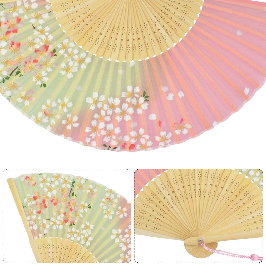 Yolyoo Hand Held Silk Folding Fans Chinese Japanese Bamboo Fans in Delicate Box,Chinese Vintage Retro Style Handcrafted Fans for Festival, Dance, Gift, Decorations