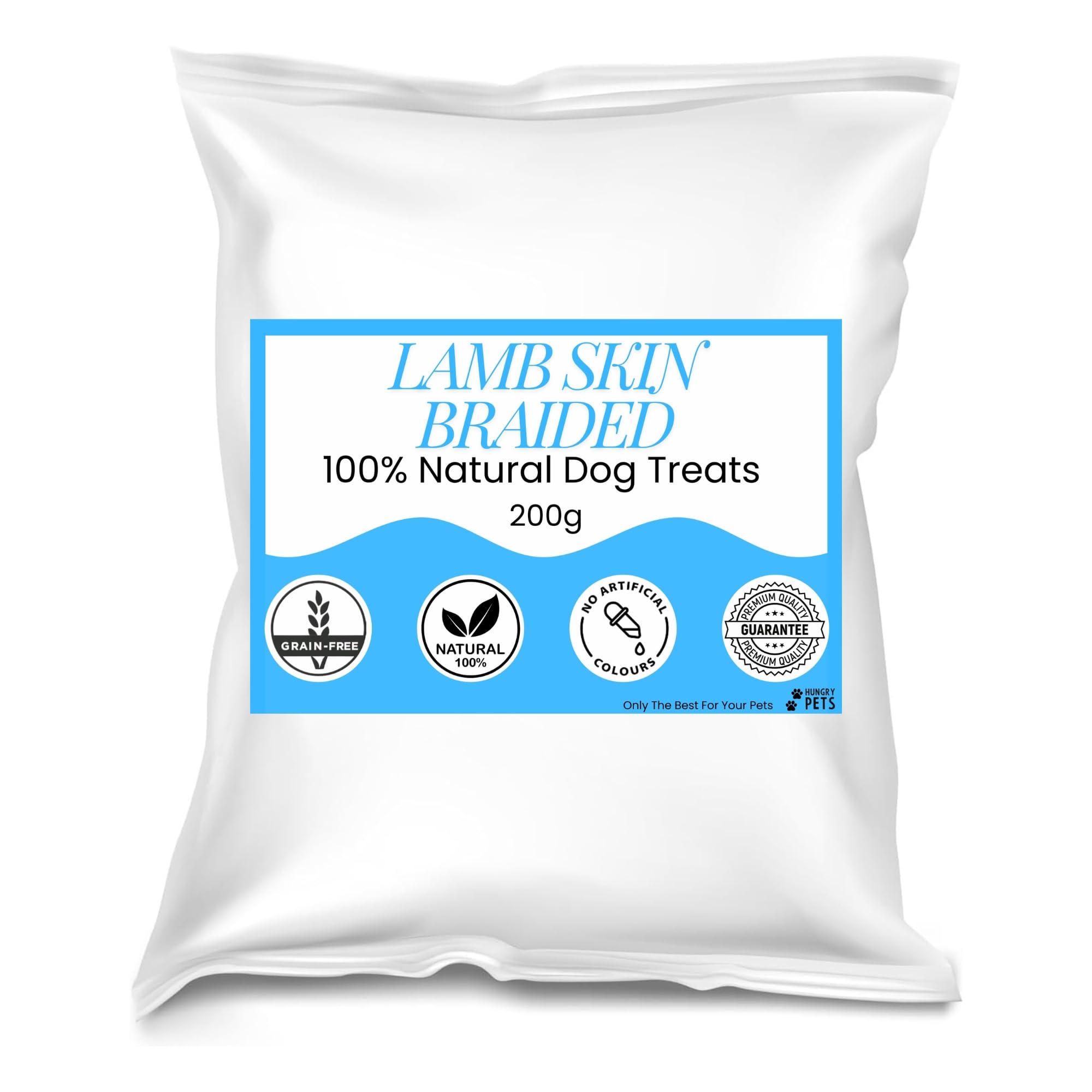 Premium Natural Dog Treat (200g, Lamb Skin Braided)