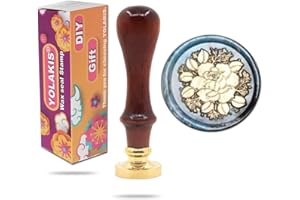 YOLAKIS Rose Wax Seal Stamp Flower Seal Stamp Retro Wood Sealing Stamp for Wedding Envelopes Invitation Decoration (Rose)