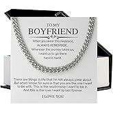 VIRAGIL Cuban Chain Necklace - Promise Necklace for Him, 1 Year for Boyfriend, Valentine's Day & Christmas