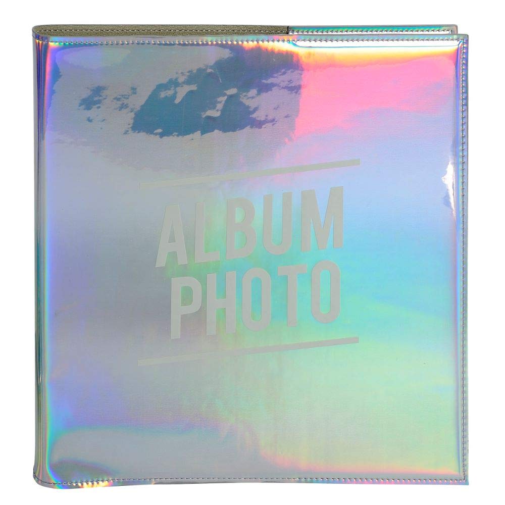Exacompta - Ref 14133E - Glossy Casebound Photo Album - 255 x 260mm in Size, 30 Black Thick Card Pages - Suitable for Scrapbooking - Iridescent Rainbow Metallic Cover