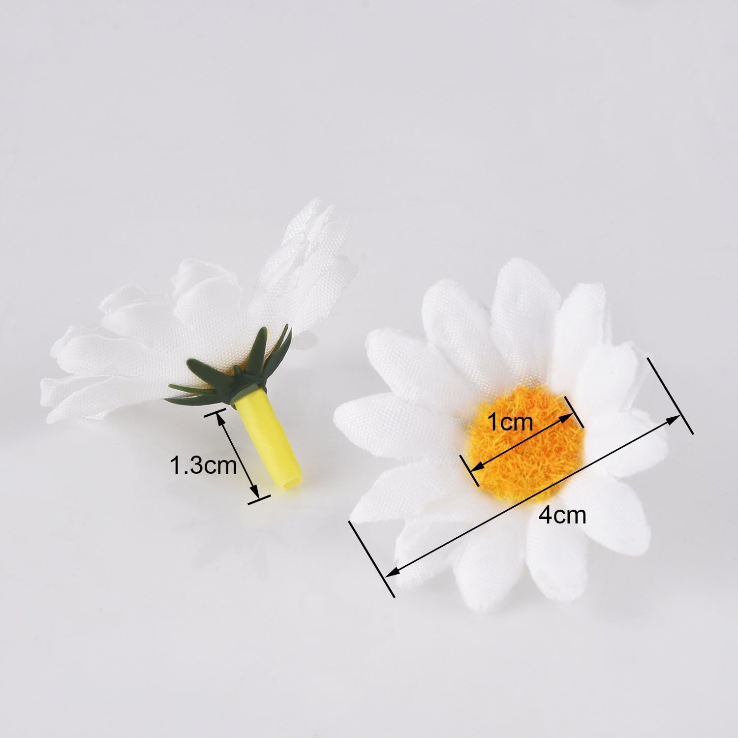 WILLBOND 100 Pieces White Fabric Daisy Flower Heads Fake Flowers 4 cm Artificial Daisies Crafts for Easter Hat Wedding Party Decorations - Image 4