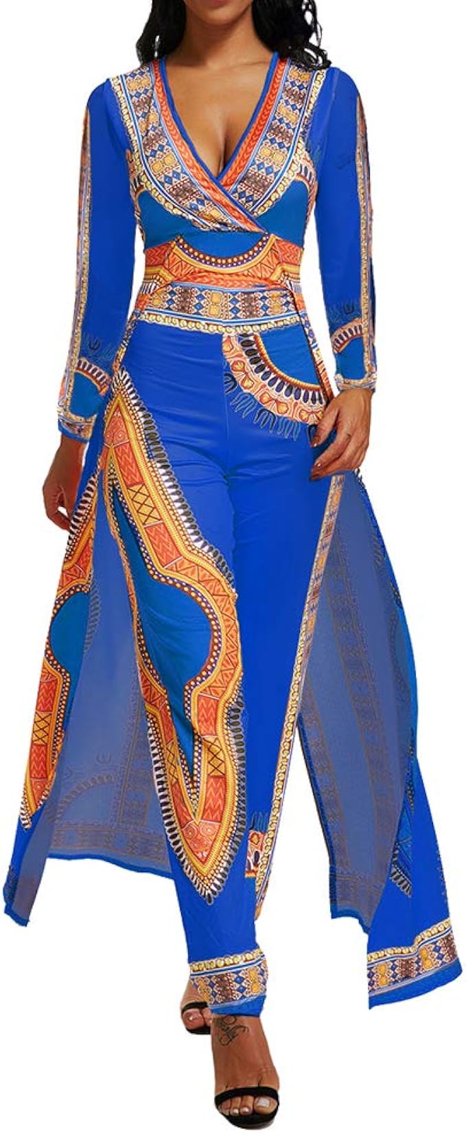 Long sleeve jumpsuit with skirt overlay Clearance