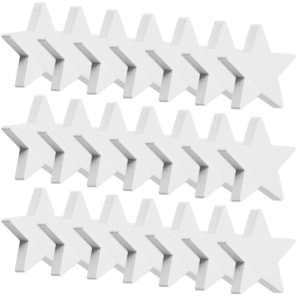 CRASPIRE 100pcs 1" Wooden Stars for Crafts Small White Unfinished Blank Wood Star Cutouts Ornaments Pieces Slices for Independence Day Flags Making Art Craft Decor DIY Crafts Wedding Party Crafting