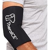 TheraICE Elbow Ice Pack Compression Sleeve for Injuries, Reusable Gel Cold Packs Brace, Shin Splints, Calf Strain, Flexible Cold Wrap Recovery for Tennis Elbow, Tendinitis Pain Relief (L/XL)