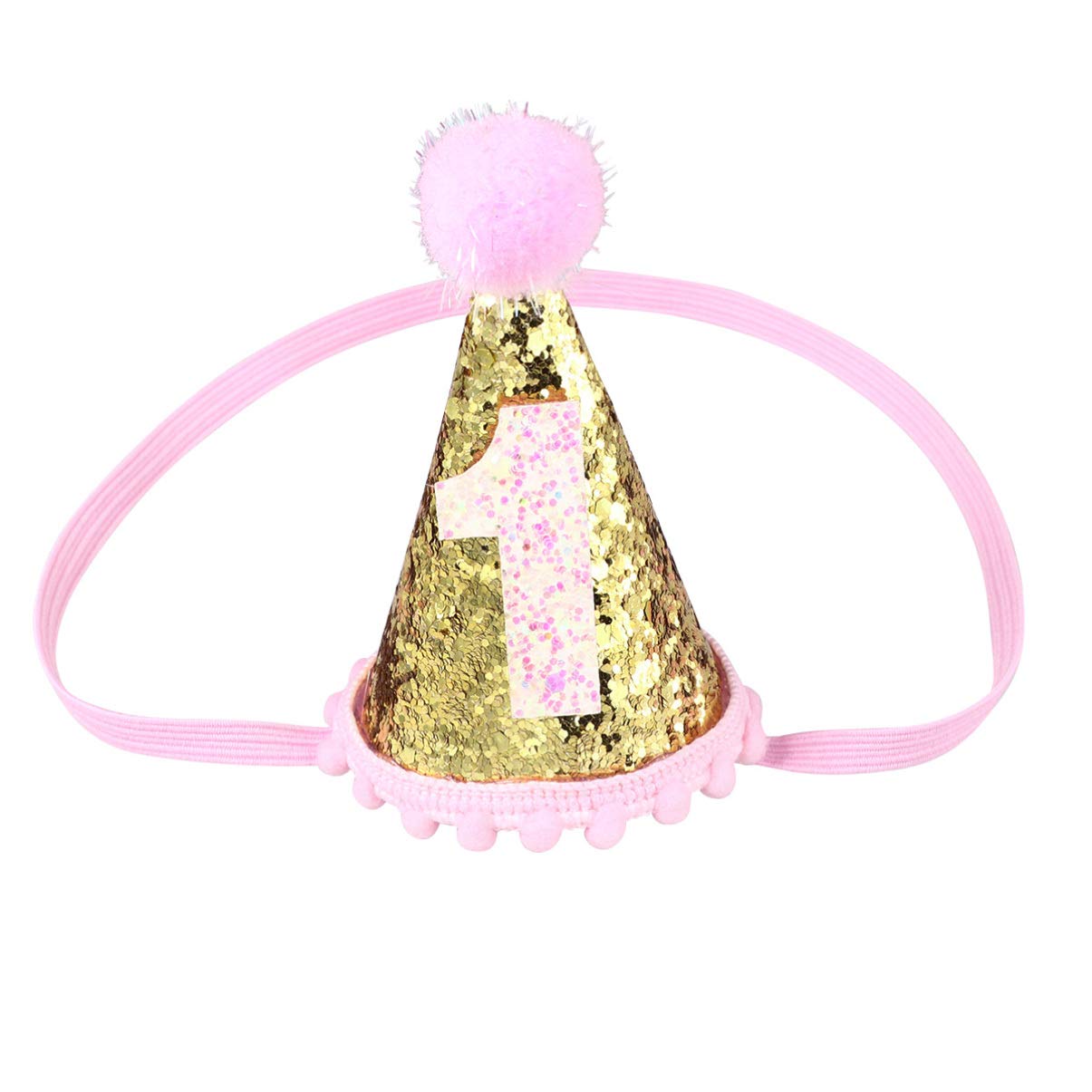 One 1st First Birthday Cone Hat Crown Tiara 1st First Birthday Party Decorations Golden