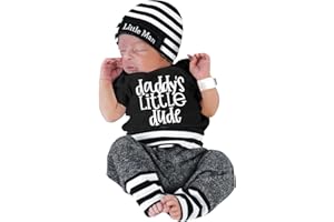 Aoswep Newborn Infant Baby Clothes Long Sleeve Romper + Pants + Hat 3PCS Outfits Set