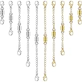 simarro 10Pcs Necklace Extender Necklace Clasps with Double Lobster Clasp, Adjustable Gold and Silver Chain Extenders for Necklaces Bracelet Jewelry Extender