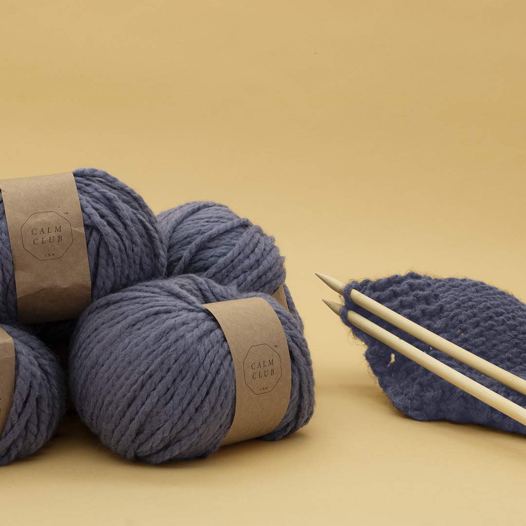 Calm Club | Knitting Kit & Guide | Crochet A Chunky Knit Blanket | Craft Kits For Adults | Crochet Kit For Beginners | Includes Chunky Yarn, Knitting Needles, & Starter Guide | Knitting Set Gifts