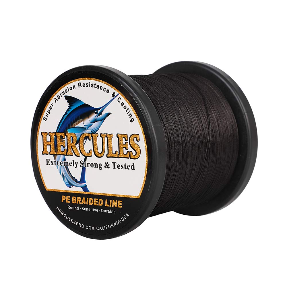 HERCULES Super Cast 1000M 1094 Yards Braided Fishing Line 50 LB Test for Saltwater Freshwater PE Braid Fish Lines Superline 8 Strands - Black, 50LB (22.7KG), 0.37MM Image