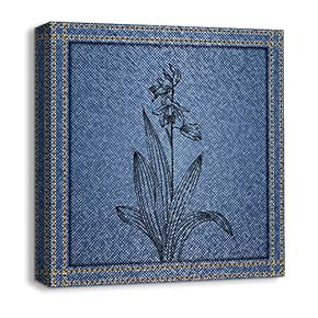 Canvas Wall Art Beautiful Jeans Fabric Feature Painting Artwork for Home Prints Framed - 12x12 inches