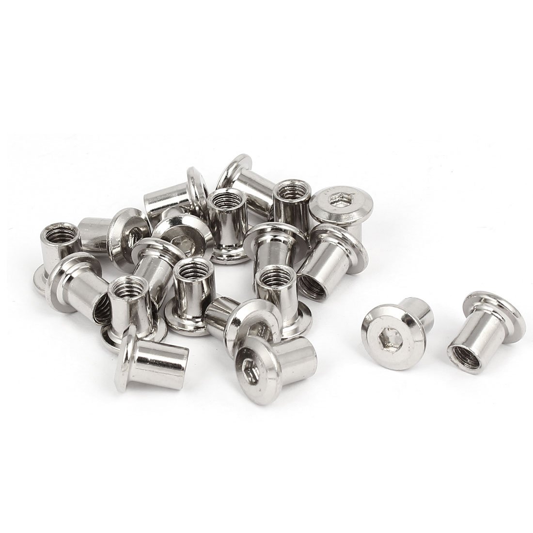 Sourcingmap M6x10mm Metal Hexagon Hex Socket Head Barrel Nuts Furniture Fittings 20pcs