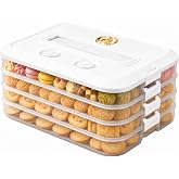 LOEZ Cookie Carrier, 4-Tier Cookie Storage Container with Lid, White | 1.41-in high per tier; Ideal for brownies, crackers and dumplings; BPA-free PP; Dishwasher and microwave safe