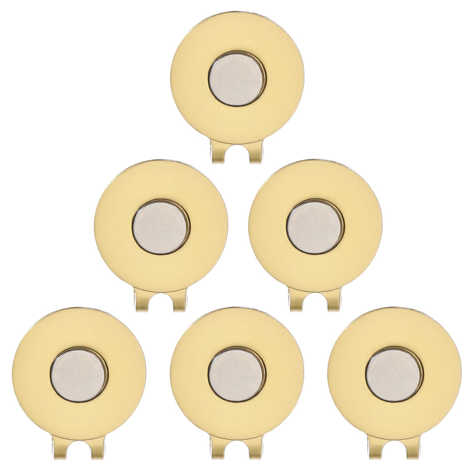 PATIKIL Magnetic Golf Hat Clip, 6 Pack Metal Golf Ball Marker Holder for Golf Caps Gloves, Matte Gold