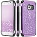 Galaxy S6 Case, Samsung S6 case, BENTOBEN 2 in 1 Glitter Bling Hybrid Slim Dual Layer Soft TPU Hard Covers Sparkly Shiny PU Leather Anti-slip Shockproof Protective Case for Samsung Galaxy S6, Purple