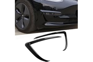 Wocch Tesla Model 3 Front Fog Light Trim Cover Fog Lamp Frame Blade Trim Eyebrow Spoiler for Tesla Model 3 2017 2018 2019 2020 2021 2022 2023 (Black)