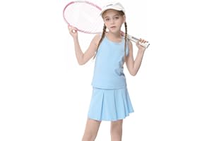 LIONJIE Girls Tennis Golf Dress Outfits Sleeveless Tank Top and Pleated Skirt Workout Activewear Sets with Built in Shorts